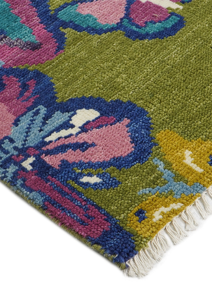 Animal Kingdom Forest Butterfly Hand-Knotted Wool Rug