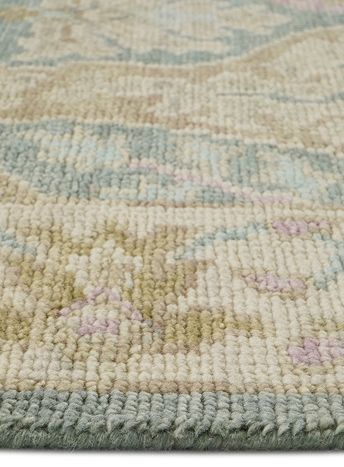 Meravine Light Teal Hand-Knotted Wool Rug