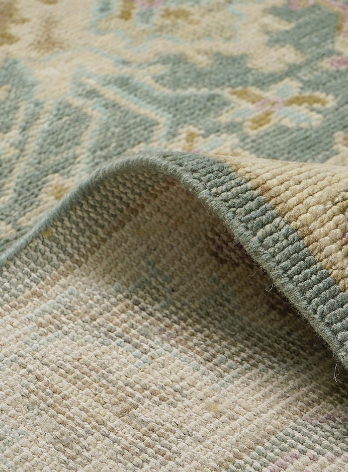Meravine Light Teal Hand-Knotted Wool Rug
