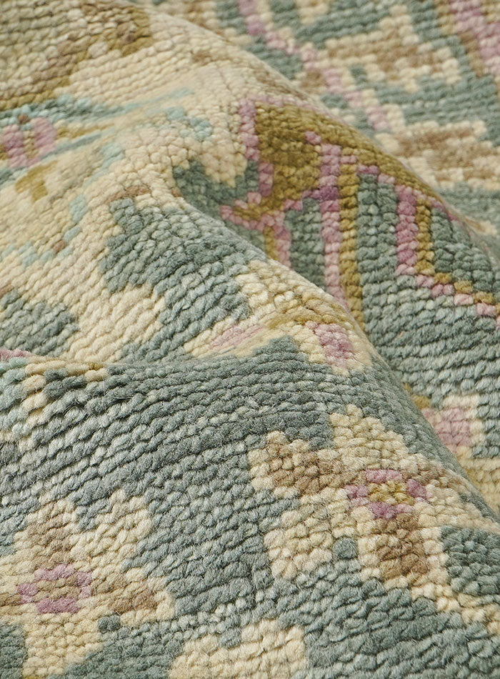 Meravine Light Teal Hand-Knotted Wool Rug