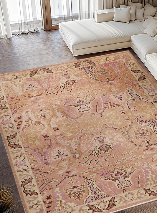 Meravine Peach Blush Hand-Knotted Wool Rug