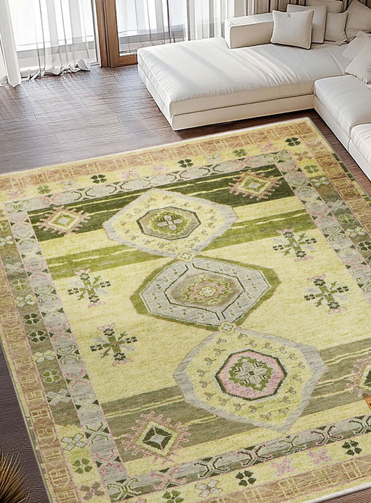 Nomari Lime Green Hand-Knotted Wool Rug