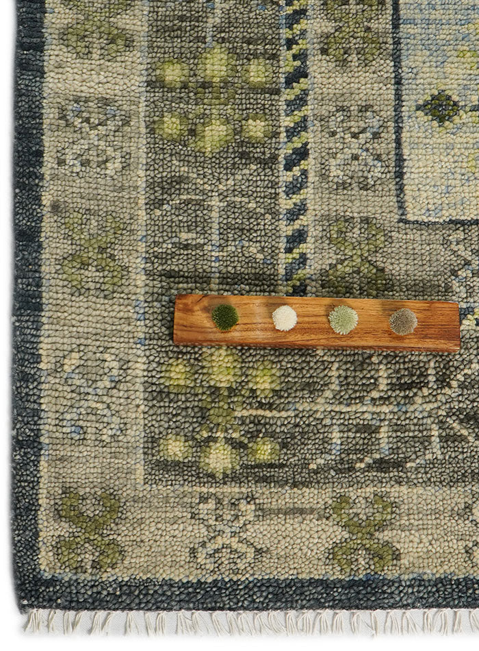 Kerman Leaf Green Hand-Knotted Wool Rug