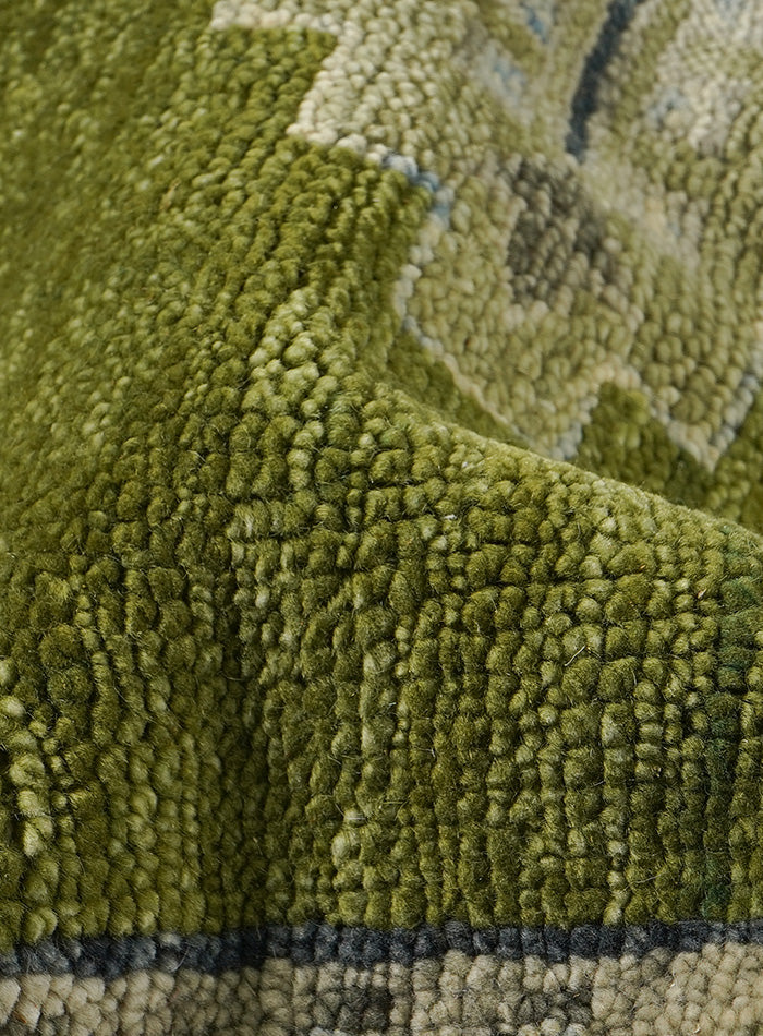 Kerman Leaf Green Hand-Knotted Wool Rug