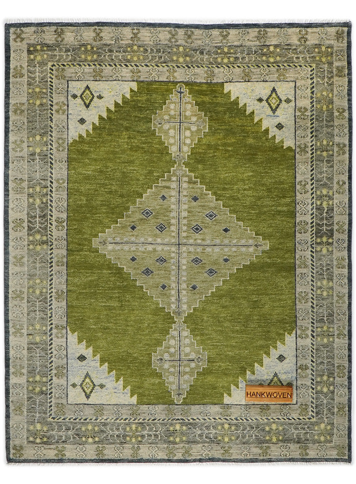 Kerman Leaf Green Hand-Knotted Wool Rug