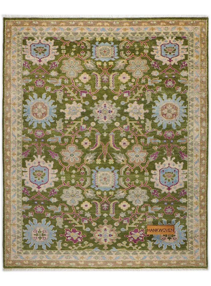 Reese Leaf Green Hand-Knotted Wool Rug