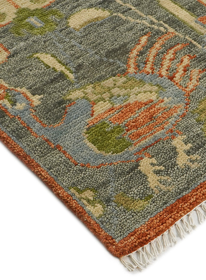 Pavonia Gray Fall Hand-Knotted Wool Rug
