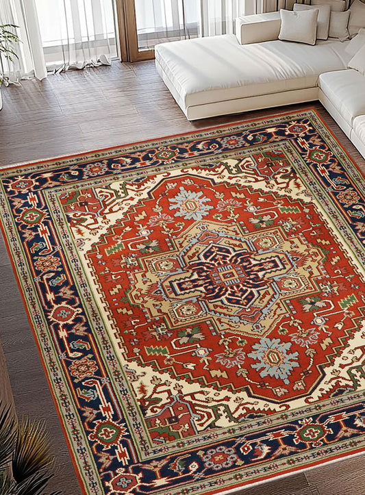 Dyson Red-Ivory Hand-Knotted Wool Rug