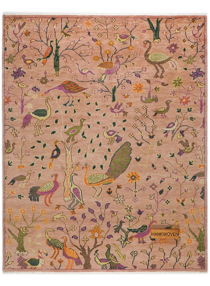 Aviara Peach Hand-Knotted Wool Rug