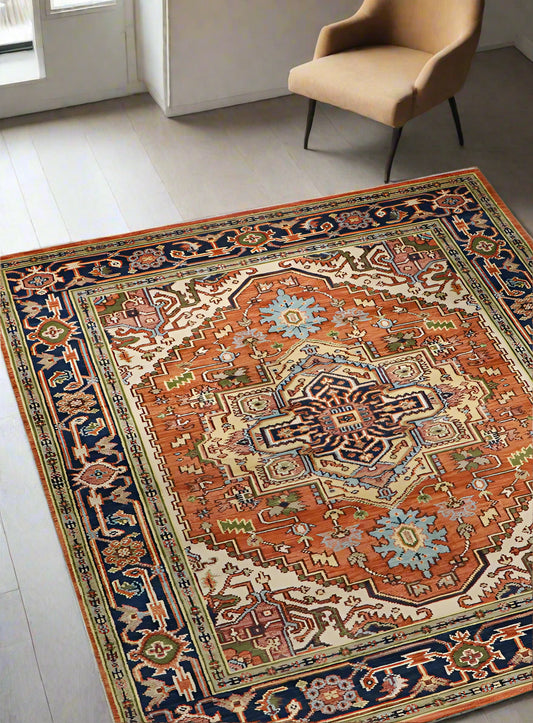 Dyson Rust-Ivory Hand-Knotted Wool Rug