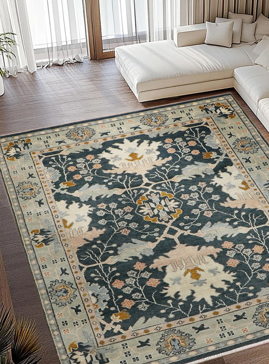 Donegal Sea-Blue Dusk Hand-Knotted Wool Rug