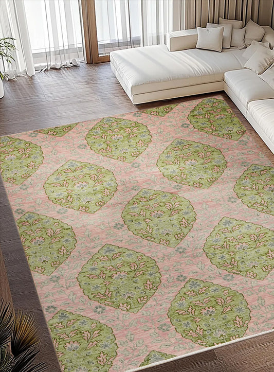 Floracomb Leaf Blush Hand-Knotted Wool Rug