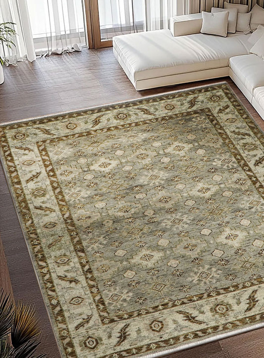 Splice Distressed Grey Hand-Knotted Wool Rug