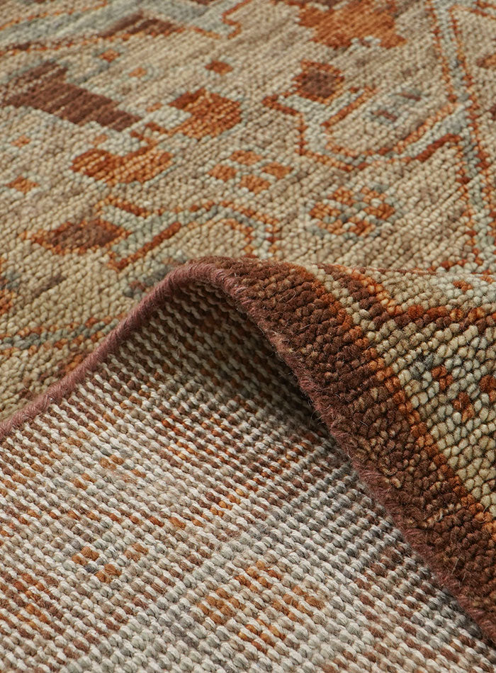 Lone Bloom Kerman Coffee Hand-Knotted Wool Rug