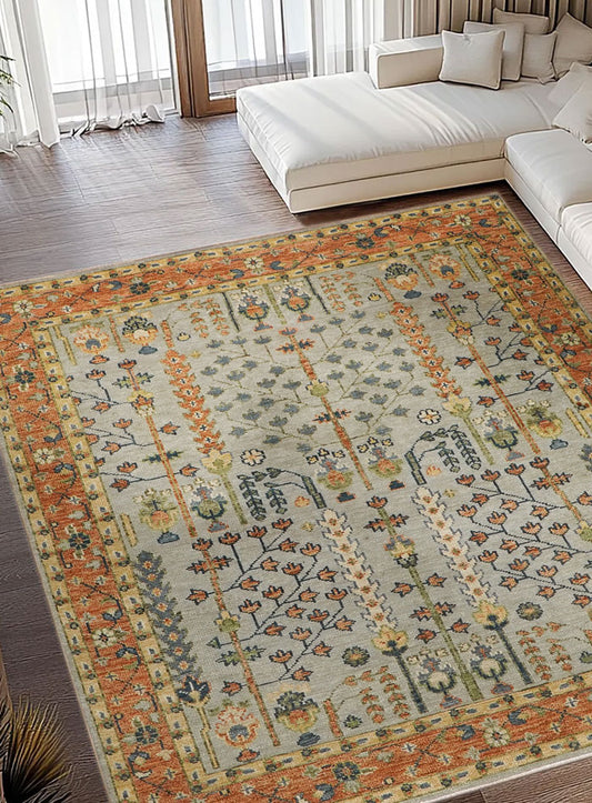 Tree of Life Warm Rust Hand-Knotted Wool Rug