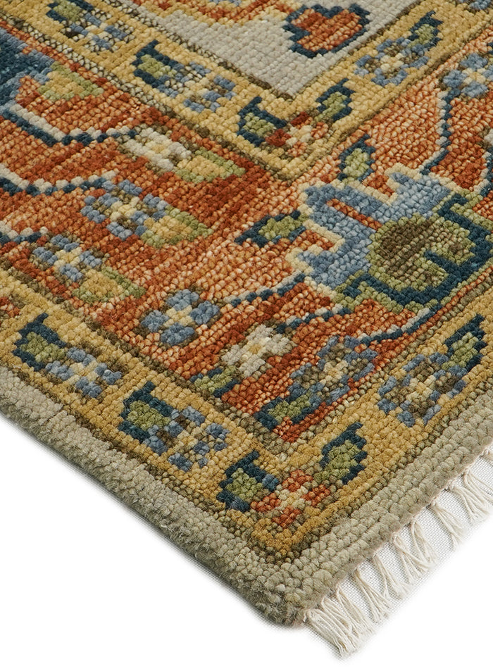 Tree of Life Gray/Rust Hand-Knotted Wool Rug