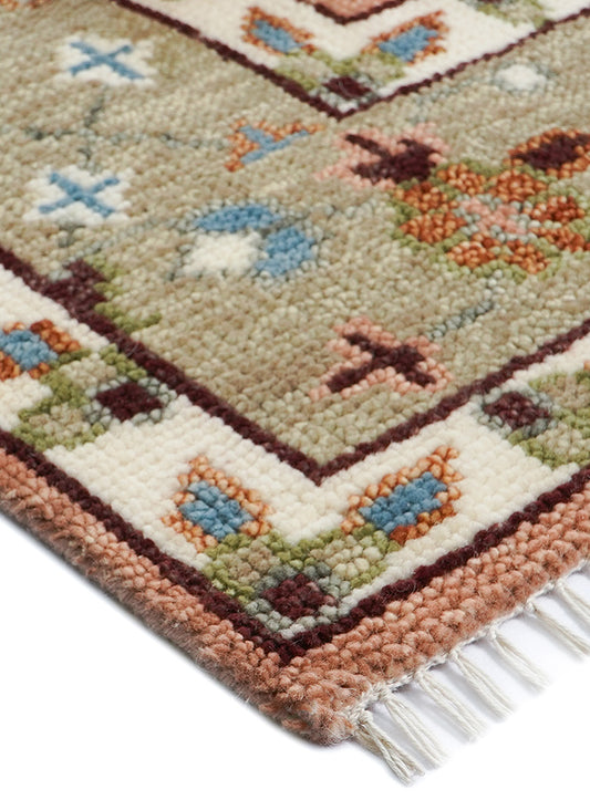 Tree of Life Pink Hand-Knotted Wool Rug