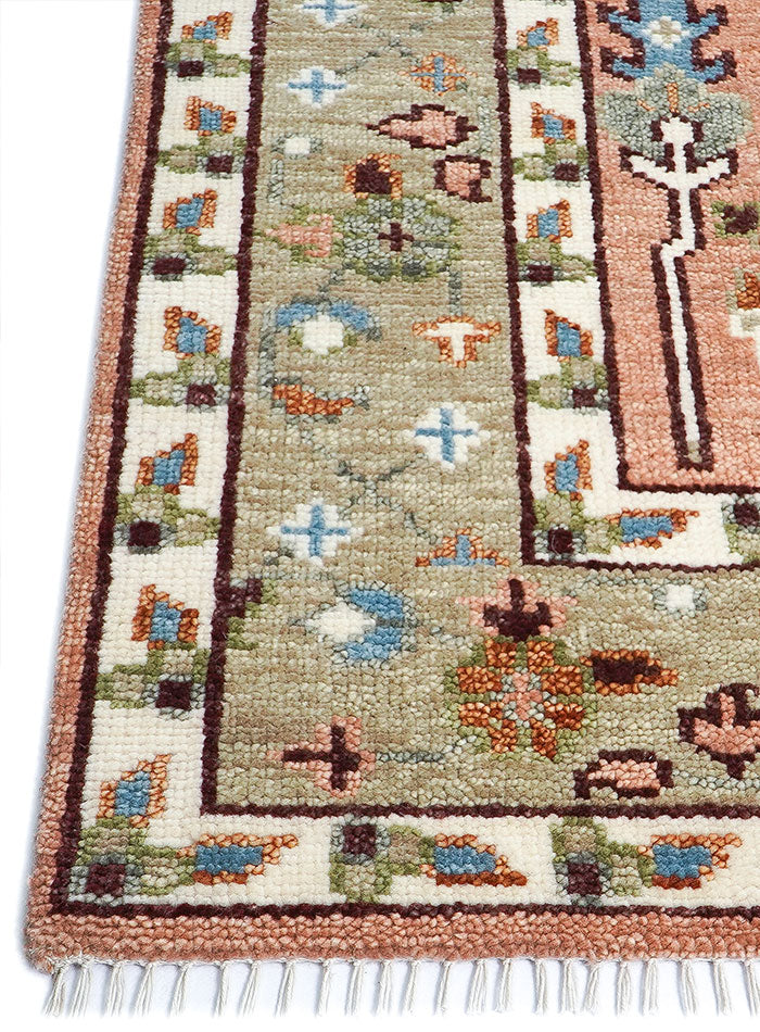 Tree of Life Pink Hand-Knotted Wool Rug