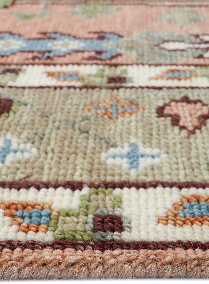 Tree of Life Pink Hand-Knotted Wool Rug