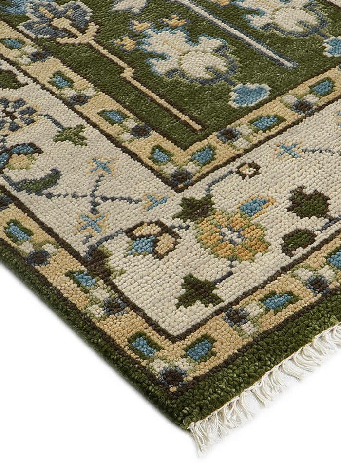 Tree of Life Forest Green Hand-Knotted Wool Rug