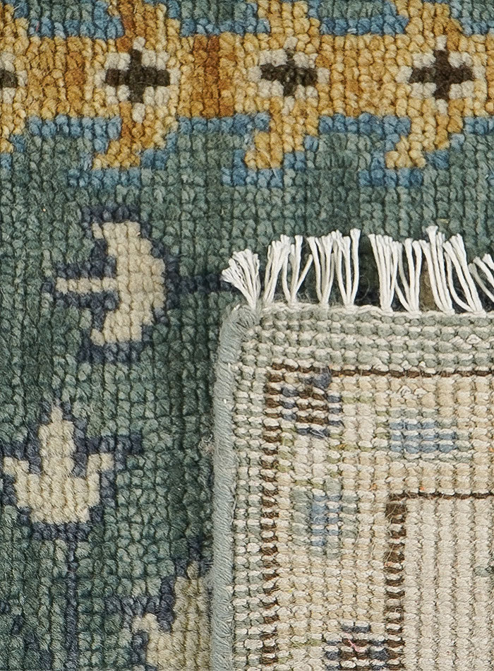 Tree of Life Aqua Hand-Knotted Wool Rug