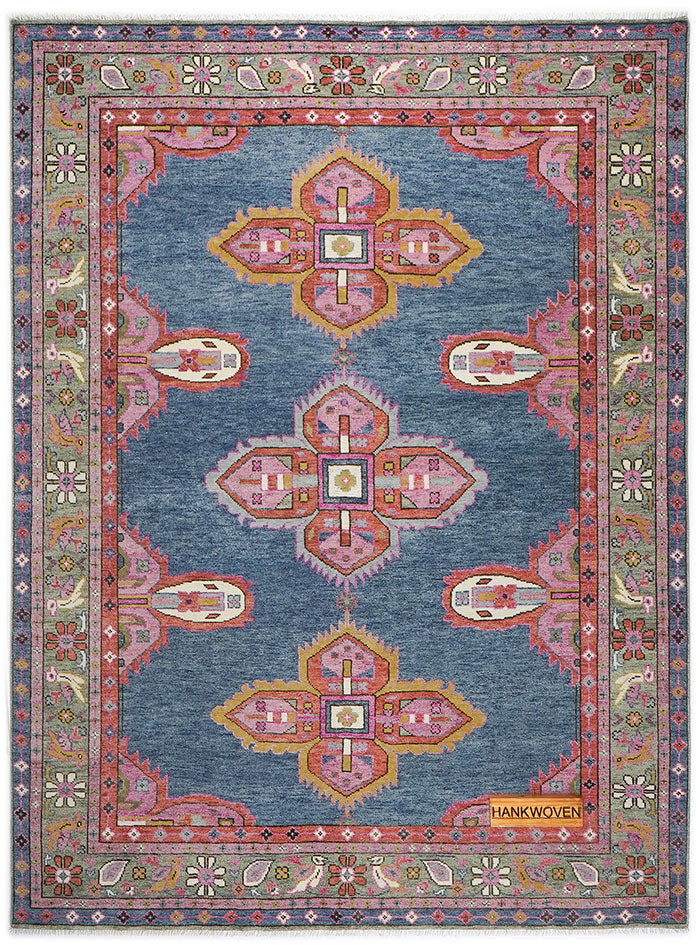 Kismet Blush Indigo Hand-Knotted Wool Rug