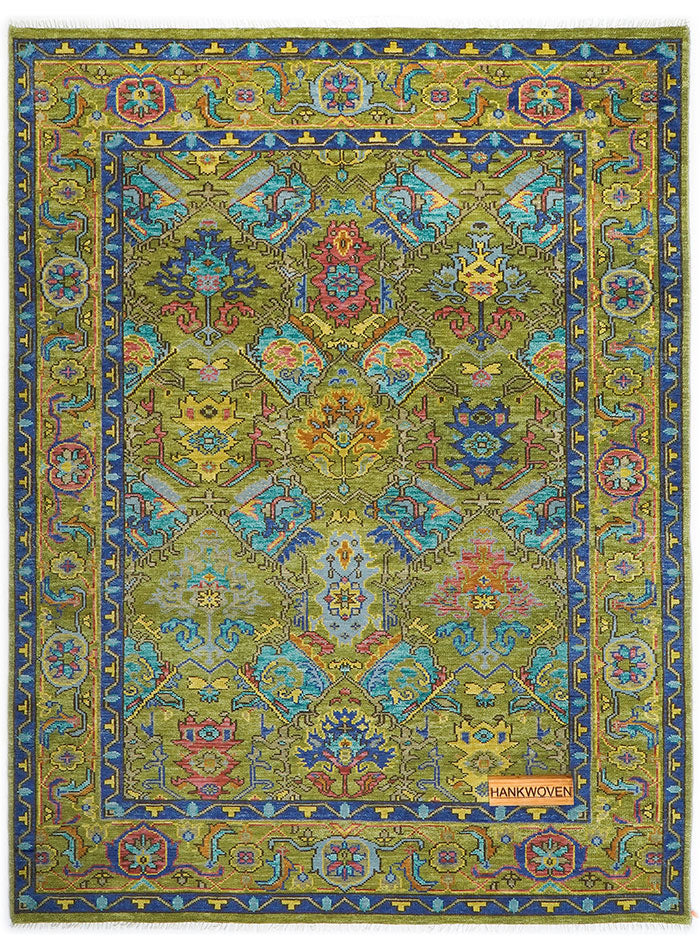 Regal Royal Green Hand-Knotted Wool Rug