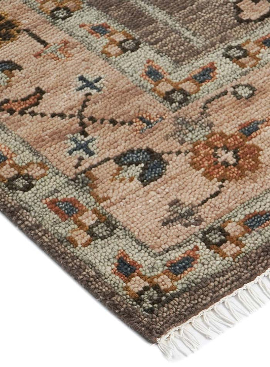 Tree of Life Mocha Brown Hand-Knotted Wool Rug