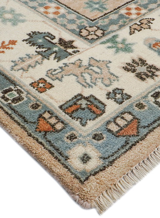 Oushak Hand-Knotted Wool Rug One-of-a-Kind - Soft Peach 8 x 10 ft