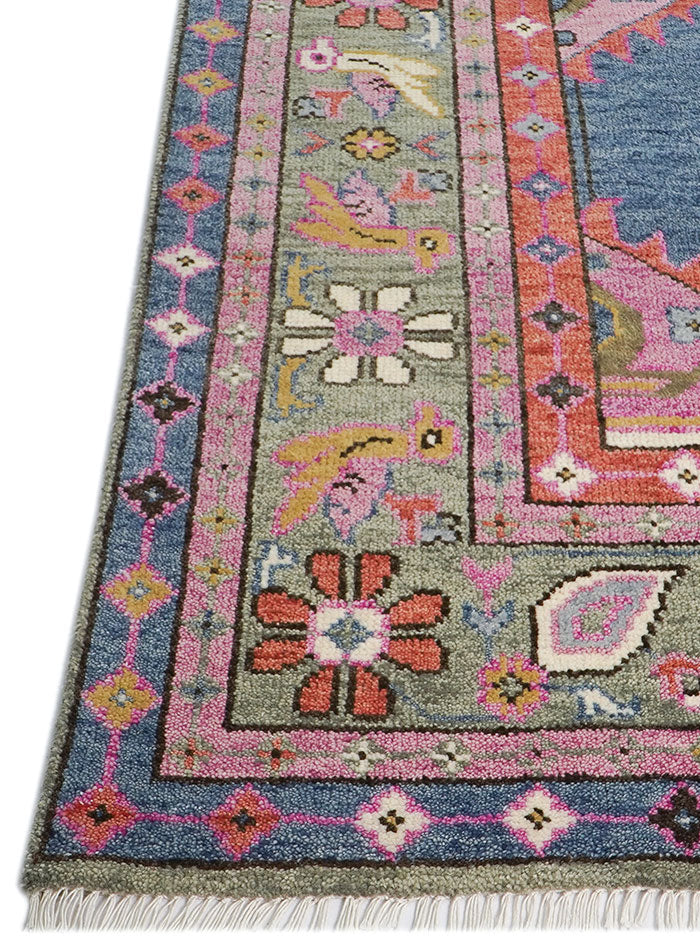 Kismet Blush Indigo Hand-Knotted Wool Rug
