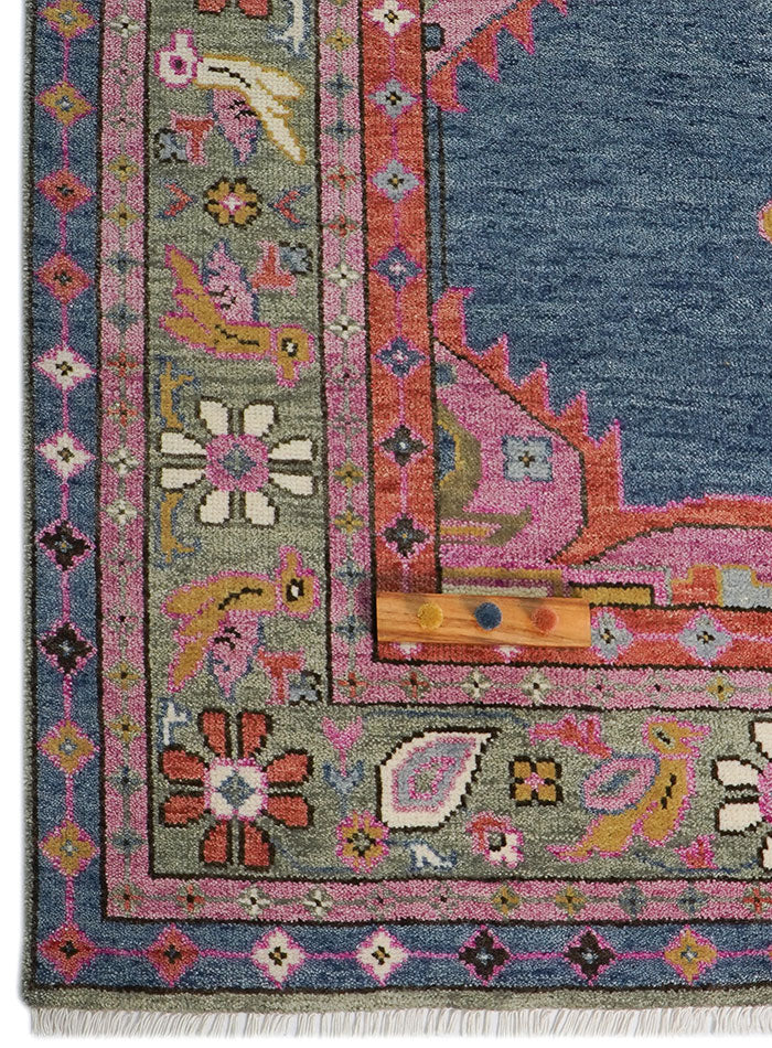 Kismet Blush Indigo Hand-Knotted Wool Rug