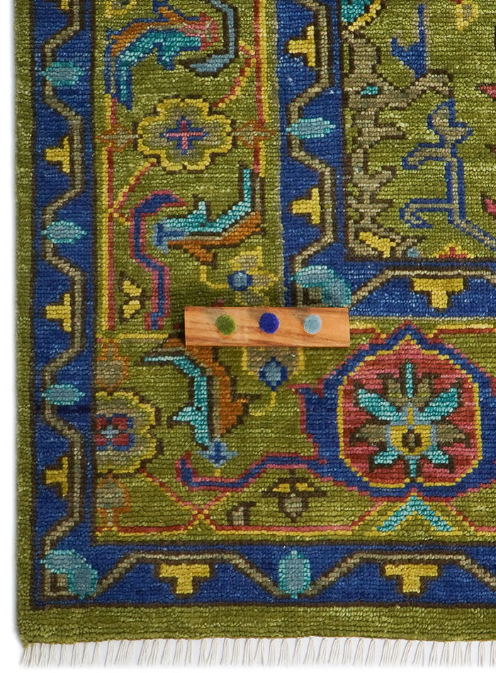 Regal Royal Green Hand-Knotted Wool Rug