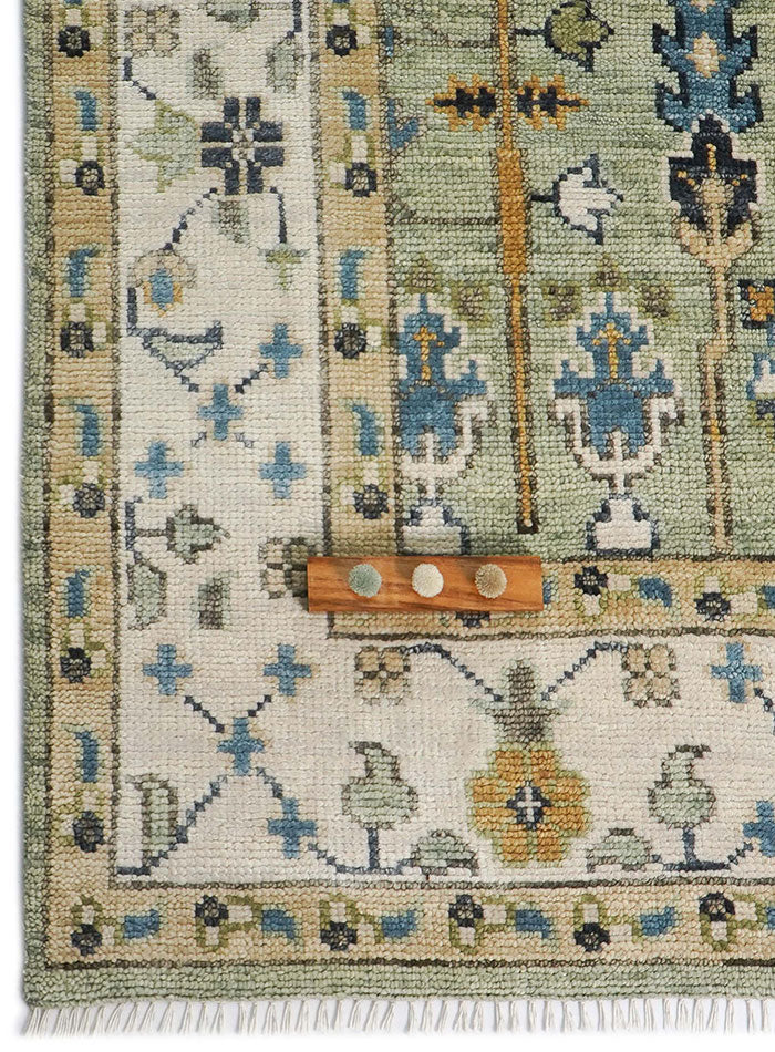 Tree of Life Soft Sage Hand-Knotted Wool Rug