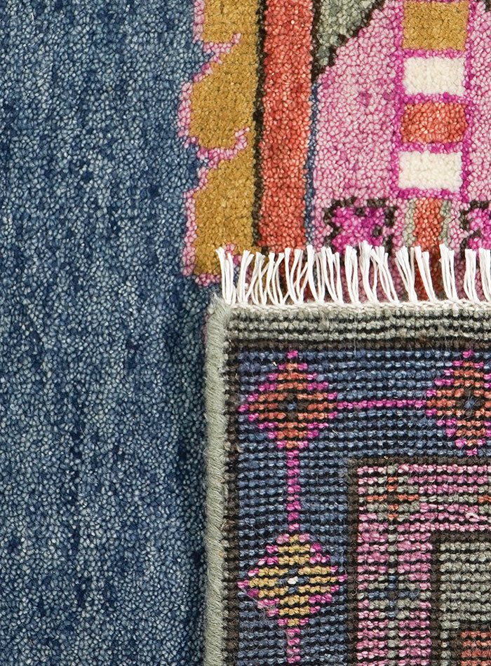 Kismet Blush Indigo Hand-Knotted Wool Rug