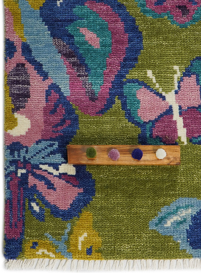Animal Kingdom Forest Butterfly Hand-Knotted Wool Rug