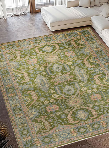 Lattice Verdance-Green Hand-Knotted Wool Rug