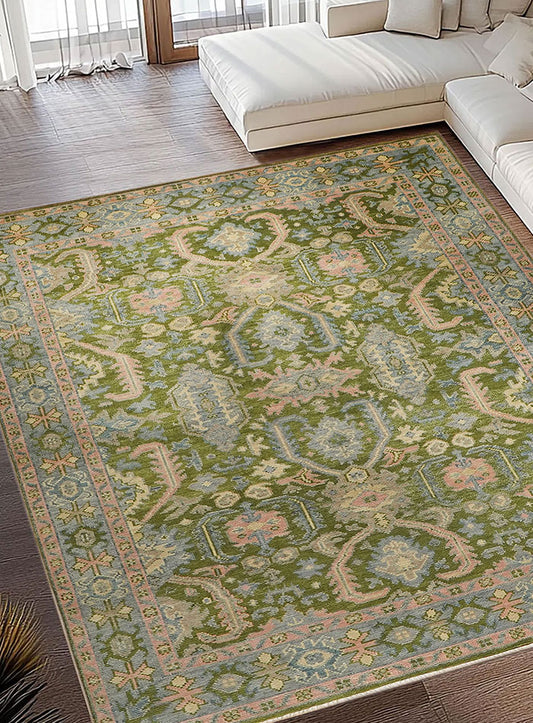 Lattice Verdance-Green Hand-Knotted Wool Rug