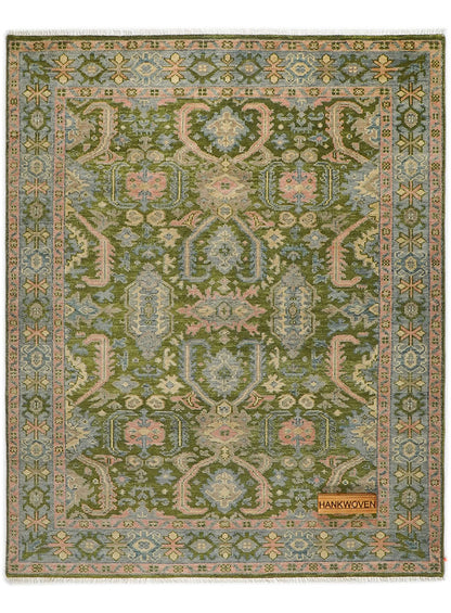 Lattice Verdance-Green Hand-Knotted Wool Rug