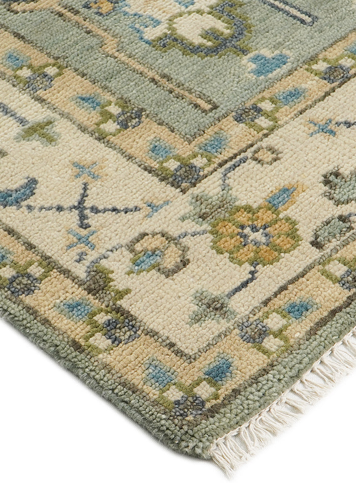 Tree of Life Light Green Hand-Knotted Wool Rug