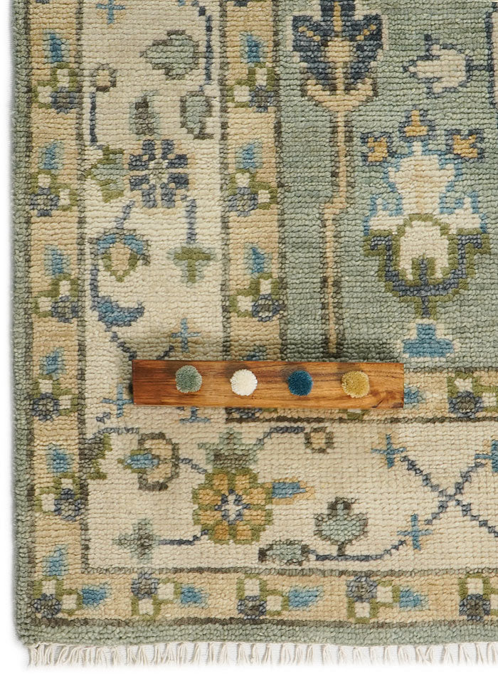 Tree of Life Light Green Hand-Knotted Wool Rug
