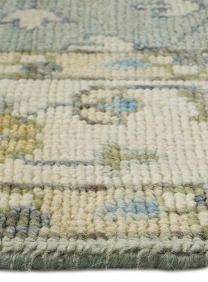 Tree of Life Light Green Hand-Knotted Wool Rug