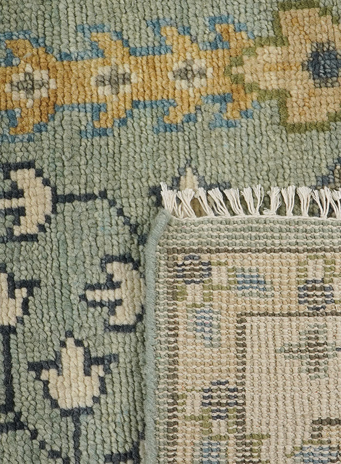 Tree of Life Light Green Hand-Knotted Wool Rug