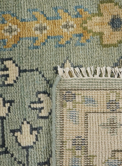 Tree of Life Light Green Hand-Knotted Wool Rug