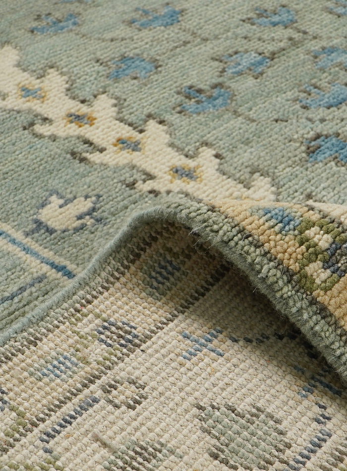 Tree of Life Light Green Hand-Knotted Wool Rug