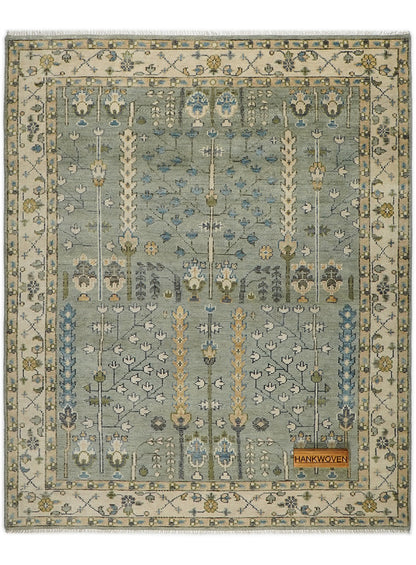 Tree of Life Light Green Hand-Knotted Wool Rug