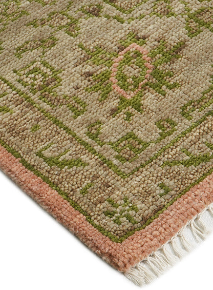 Pineyard Peach-Moss Hand-Knotted Wool Rug