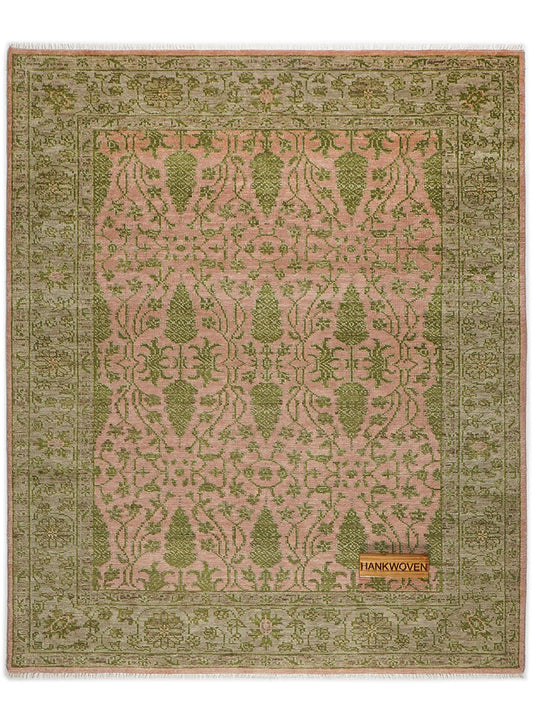 Pineyard Peach-Moss Hand-Knotted Wool Rug