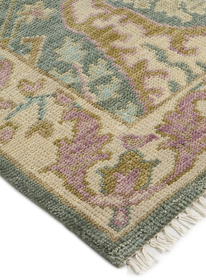Meravine Light Teal Hand-Knotted Wool Rug