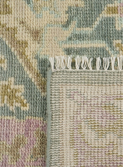 Meravine Light Teal Hand-Knotted Wool Rug