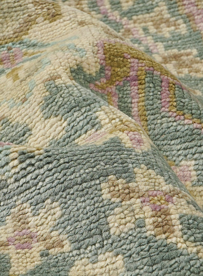 Meravine Light Teal Hand-Knotted Wool Rug